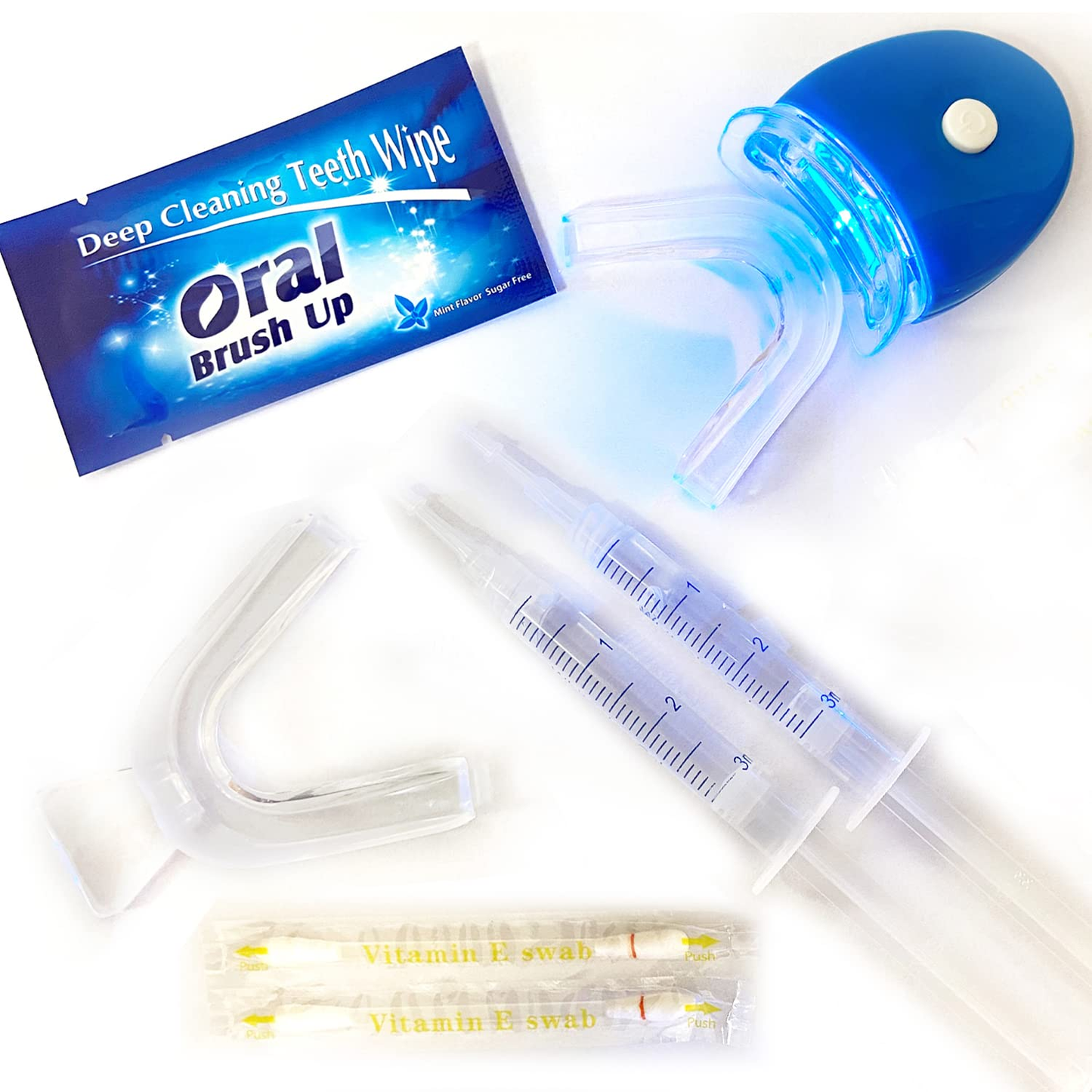 Magicbrite Complete Teeth Whitening Kit at Home Whitener - LED Light, 35% Carbamide Peroxide, 2 Mouth Trays, (3) 3Ml Gel Syringes, Painless Effective 