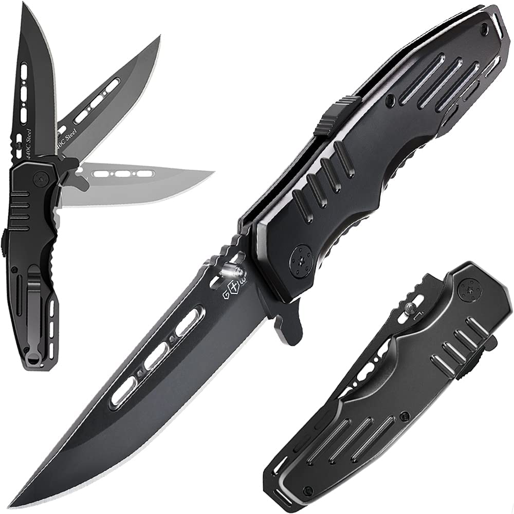 Spring Assisted Knife - Pocket Folding Knife - Military Style - Boy Scouts Knife - Tactical Knife - Good for Camping Hunting Survival Indoor and Outdoor Activities Mens Gift