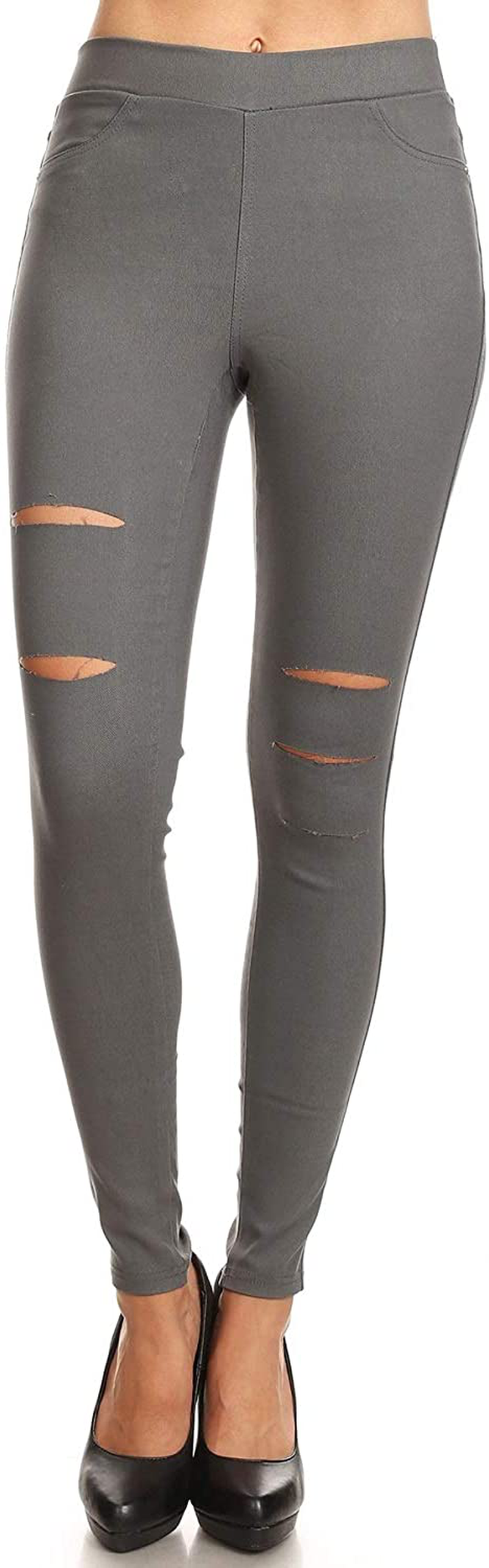 Jvini Women's Pull-On Ripped Distressed Stretch Legging Pants Denim Jean Reg-Plus Size