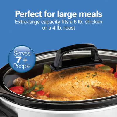 Hamilton Beach 6 Quarts Slow Cooker, Large Capacity, Silver