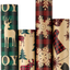 RUSPEPA Christmas Wrapping Paper, Kraft Paper - 4 Rolls - 30 Inches X 10 Feet per Roll