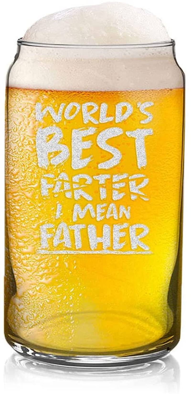Worlds Best Farter I Mean Father Beer Can Glass Pint Funny Birthday Gift Fathers Day for Dad Grandpa Stepdad (Clear, Glass)