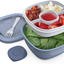 Bentgo Salad - Stackable Lunch Container with Large 54-oz Salad Bowl, 4-Compartment Bento-Style Tray for Toppings, 3-oz Sauce Container for Dressings, Built-In Reusable Fork & BPA-Free (Slate)