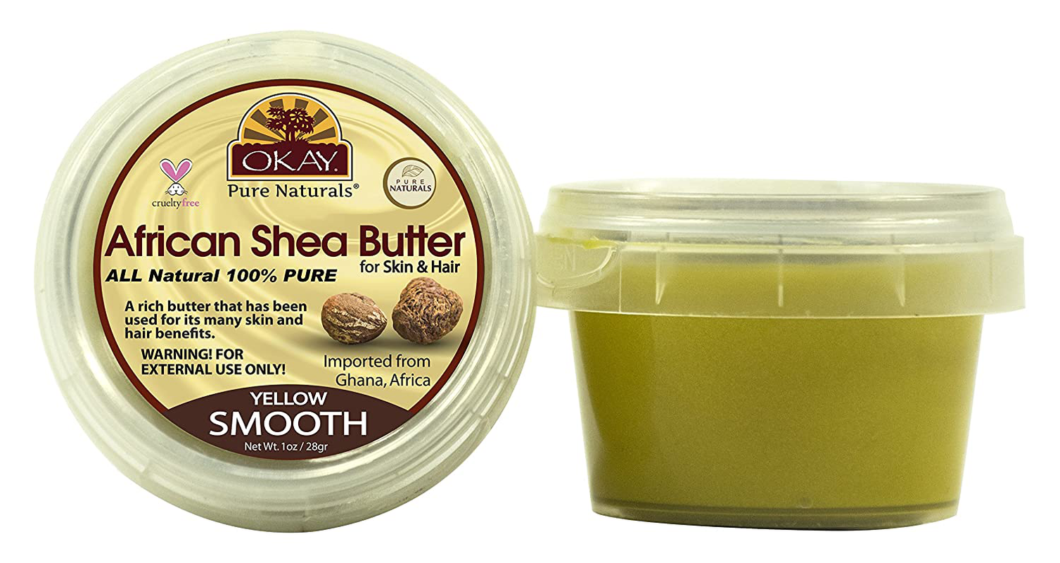 Okay Smooth All Natural,100% Pure Unrefined Daily Skin Moisturizer for Skin & Hair Yellow, Shea Butter, 13 Oz