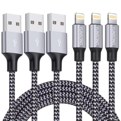 Iphone Charger, YUNSONG 3Pack 6FT Nylon Braided Lightning Cable Fast Charging High Speed Data Sync USB Cord Compatible with Iphone 13 12 11 Pro Max XS XR X 8 7 6S 6 plus SE 5S