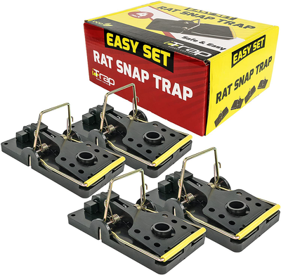 Itrap Rodent Control Itrap-002-S4 Easy Set Mouse Control Rat Snap Trap (Set of 4), Black