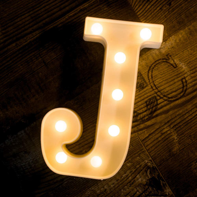 Foaky LED Letter Lights Sign Light Up Letters Sign for Night Light Wedding/Birthday Party Battery Powered Christmas Lamp Home Bar Decoration(J)