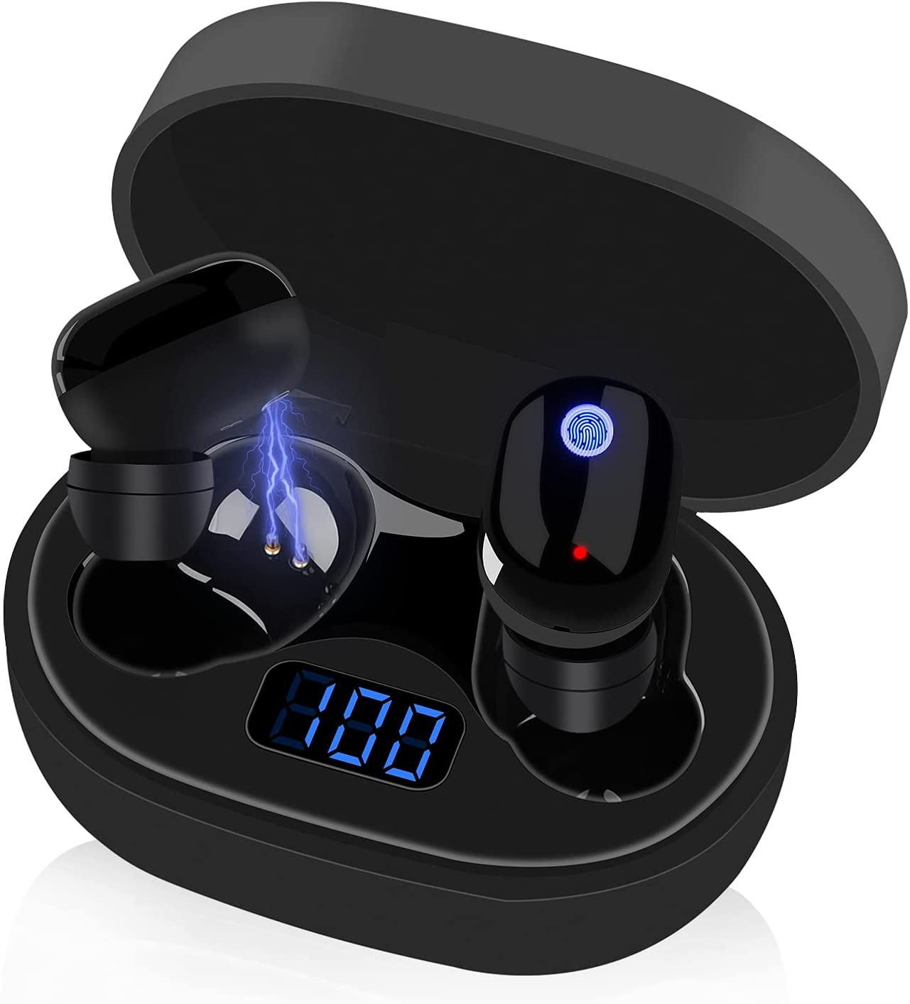 Wireless Earbuds Bluetooth In-Ear Headphones: Hifi Stereo Sound with USB C Charging Case, Touch Control, Earphones with Microphone for Sports Gaming Workout Sleeping Working, Black