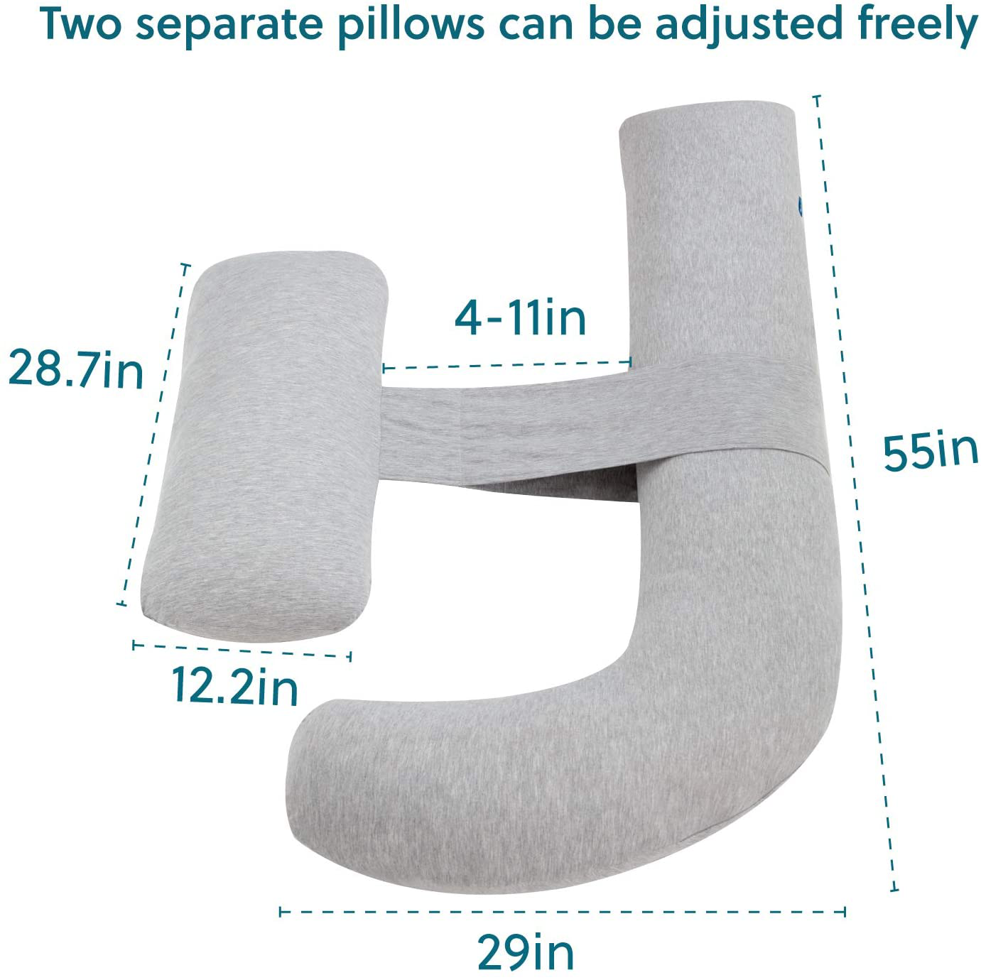 Bedsure Pregnancy Pillows for Sleeping, H-Shaped Adjustable Maternity Full Body Pillow for Pregnant Women with Washable Cover - Detachable Extension, Grey