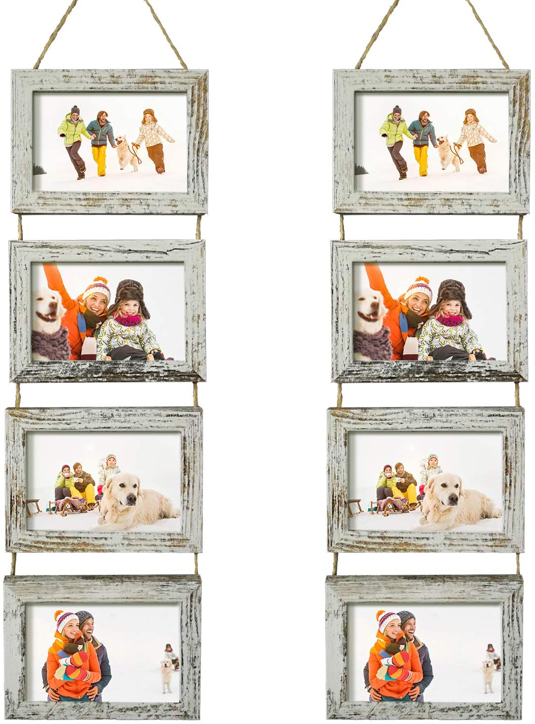 Wall Hanging 5x7 Picture Frames Collage with Distressed White Frames,2 Packs