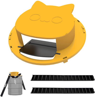 Flips N-Slide Mouse Bucket Lid Trap,Upgraded Magnetic Mouse Bucket Lid Traps for 5 Gallon Bucket Auto Resets Humane or Lethal Trap Door Style, Mice Control Traps (Yellow-Cat Face-1 Pack)