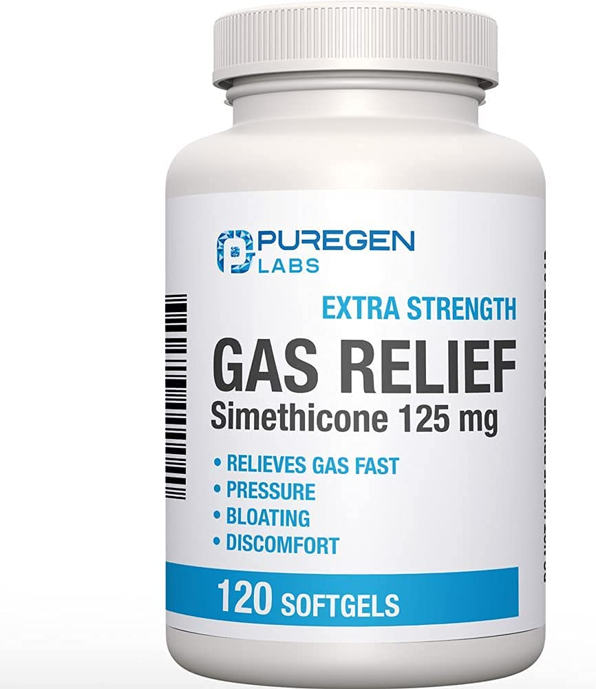 Extra Strength Gas Relief Softgels with Simethicone 125 Mg Relieve Pressure, Bloating and Painful Discomfort Compare to Gas-X and Phazyme -120 Count