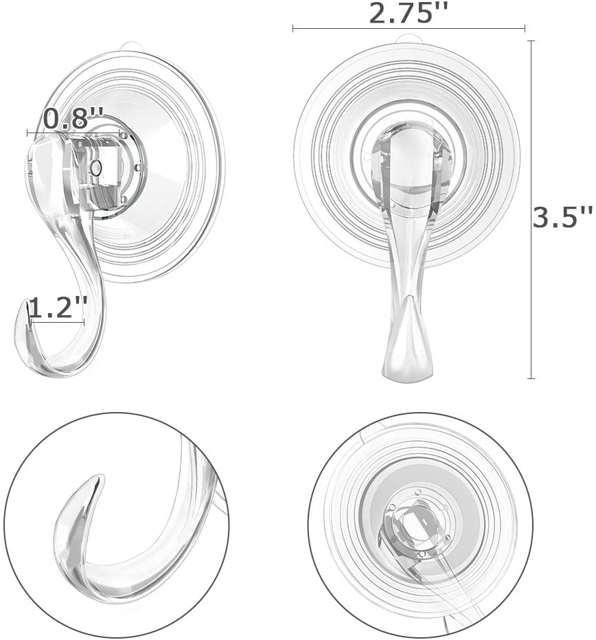 Wreath Hanger, VIS'V Large Clear Reusable Heavy Duty Wreath Hanger Suction Cup with Wipes 22 LB Strong Window Glass Suction Cup Hooks Wreath Holder for Halloween Christmas Wreath Decorations - 6 Packs