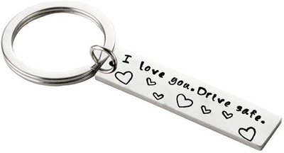 GYCharmingday JIOROMY Key Chain Key Ring Letters I Love You.Drive Safe for Men Women Sleutelhanger Stainless Steel Keychain Couples Gift