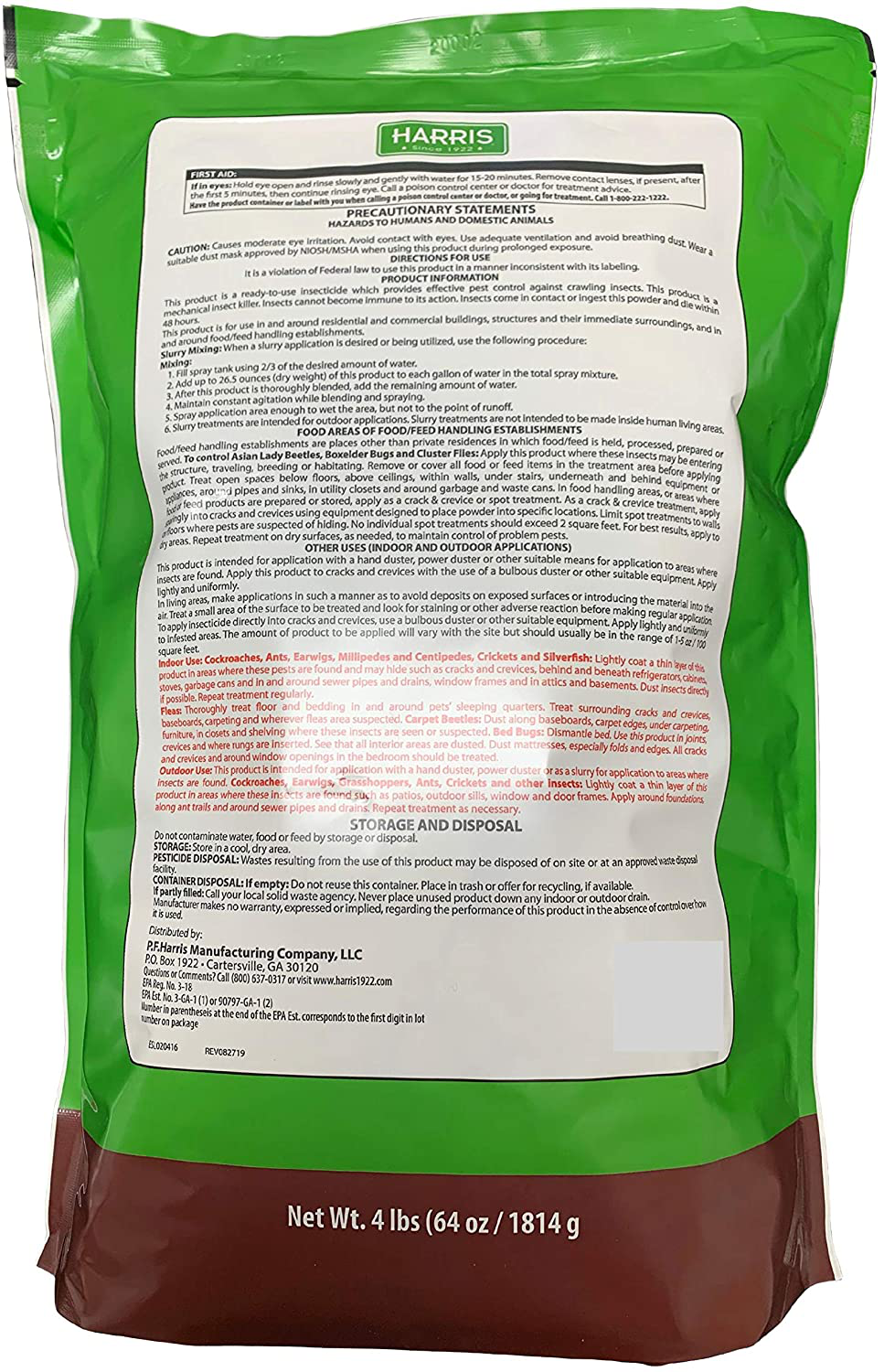 HARRIS Diatomaceous Earth Crawling Insect Killer, 4lb with Powder Duster Included Inside The Bag