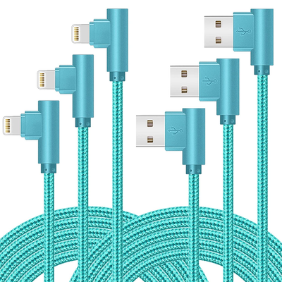 3 Pack (3/6/10FT)  iPhone Charger [MFI Certified] Nylon Braided Lightning Cable Right Angle Fast Charging Cords