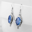 Blue Topaz Aquamarine Gemstone Teardrop Drop Dangle Earrings