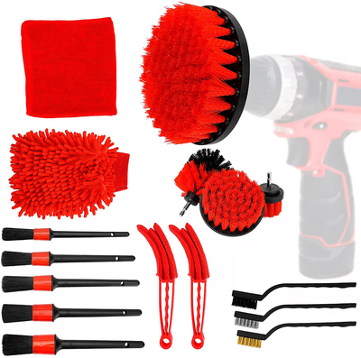 EVBOYS 16 Pcs Car Detailing Kit for Cleaning Wheels, Tires, Rims Drill Brush Wire Brush Automotive Air Conditioner Brush Car Wash Supplies, Auto Detailing Brush Kit Interior, Exterior