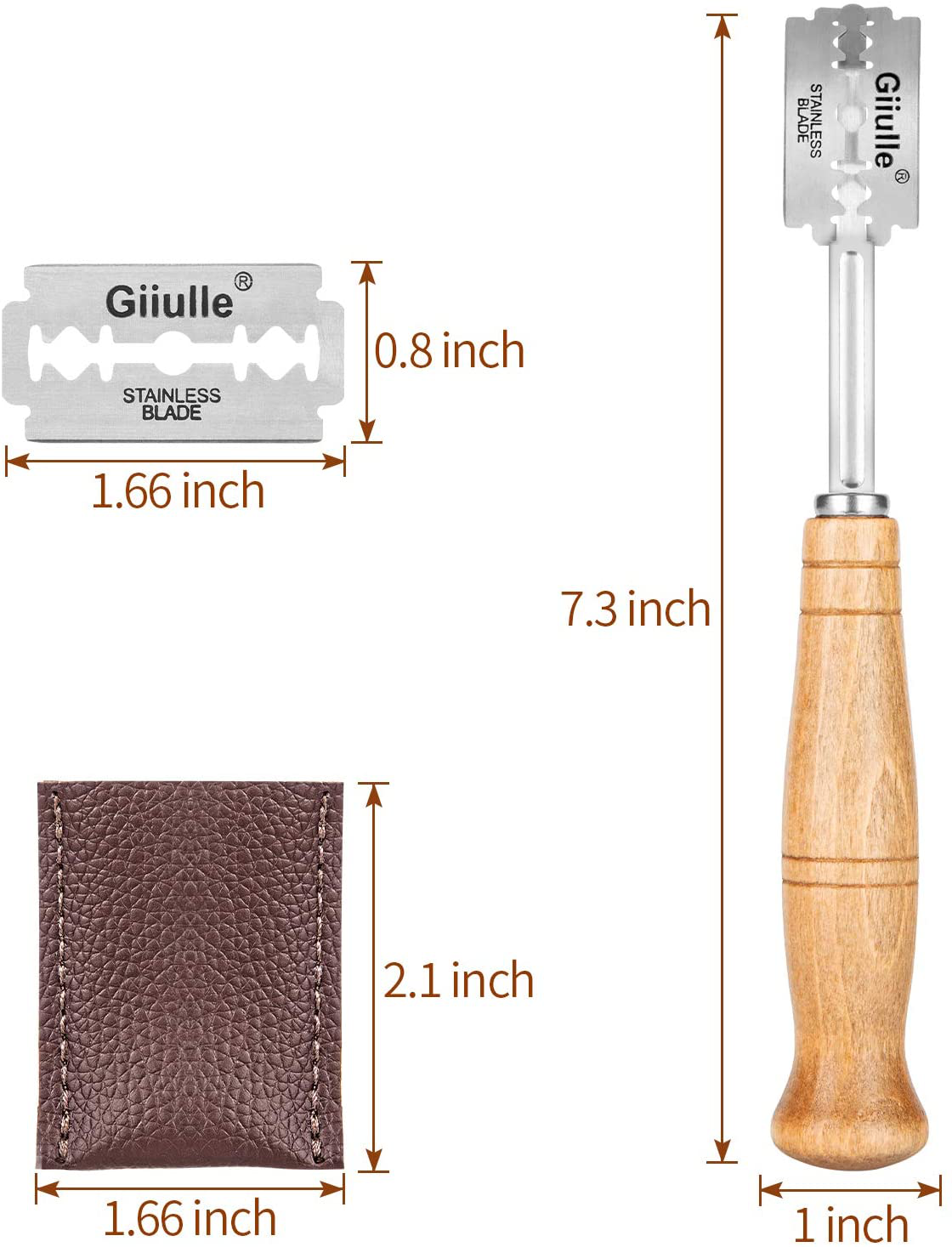 Unbrands Bread Lame,Hand Crafted Lame Bread Tool,Dough Scoring Tool with 5 Thick Blades and Leather Storage Cover,Comfortable Handle and Sharp Blade for Sourdough Bread,Kitchen Accessories
