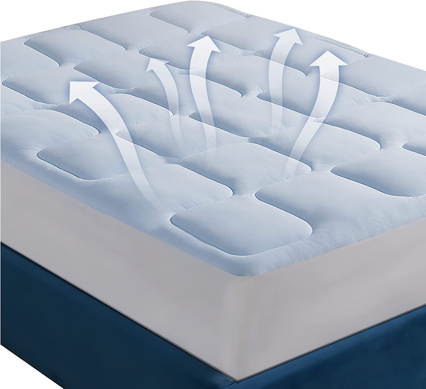 Bedsure Twin Size Mattress Pad - Breathable Cooling Mattress Pad Bedding Quilted Cool Mattress Cover Deep Pocket Fits Up to 18 inches Blue (Twin 39"x75")