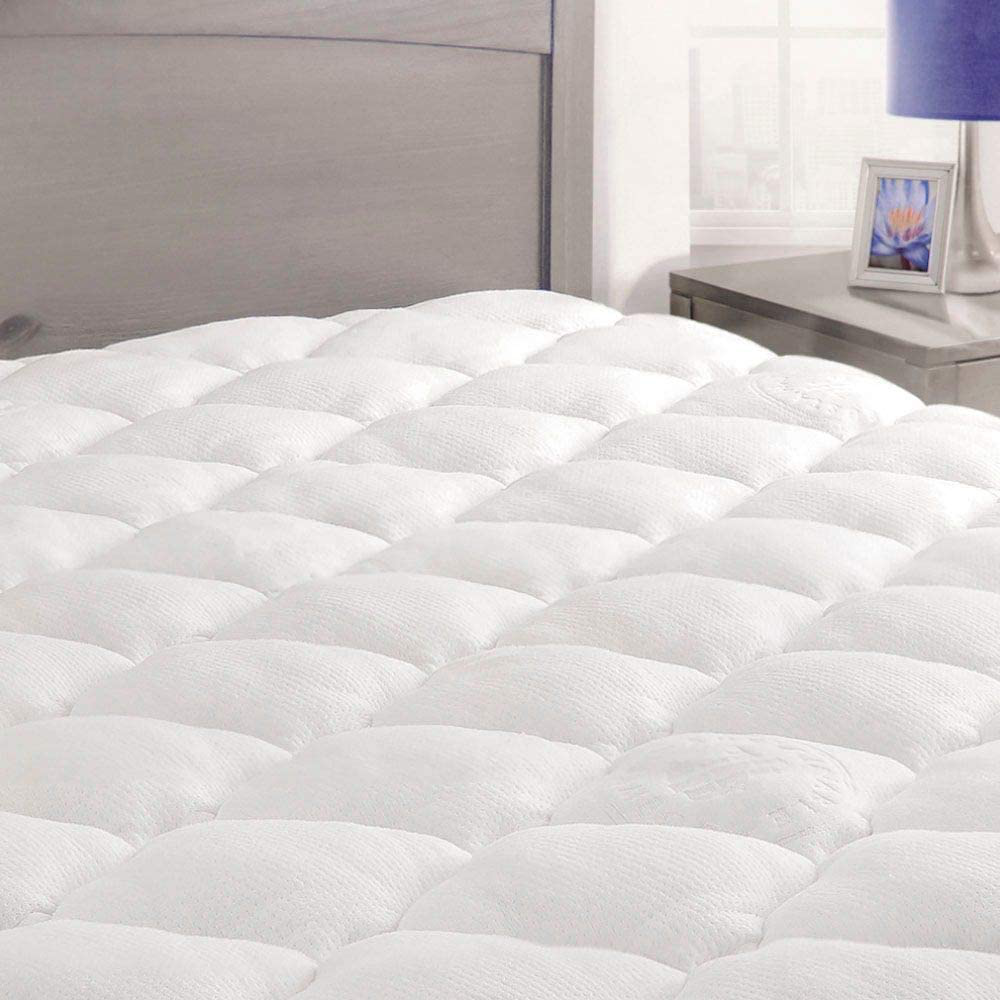 ExceptionalSheets Bamboo Mattress Pad with Fitted Skirt - Extra Plush Rayon from Bamboo Cooling Topper - Removable Pillowtop Mattress Pad - California King Size