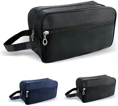 Travel Toiletry Bag for Women and Men, Large Lightweight Hanging Water-Resistant Shaving Bag with Handle, Foldable Storage Bags for Cosmetics, Toiletries Brushes Tools, Travel Accessories (Black)