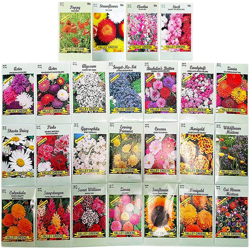 Set of 25 Deluxe Variety Flower Seed Packets 10 Varieties