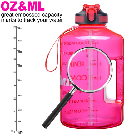 SLUXKE 1 Gallon Water Bottle with Straw and Motivational Time Marker, Large 128OZ Silicone Straw Water Bottle BPA Free Fitness Sports Water Jug to Ensure You Drink Enough Water Throughout the Day