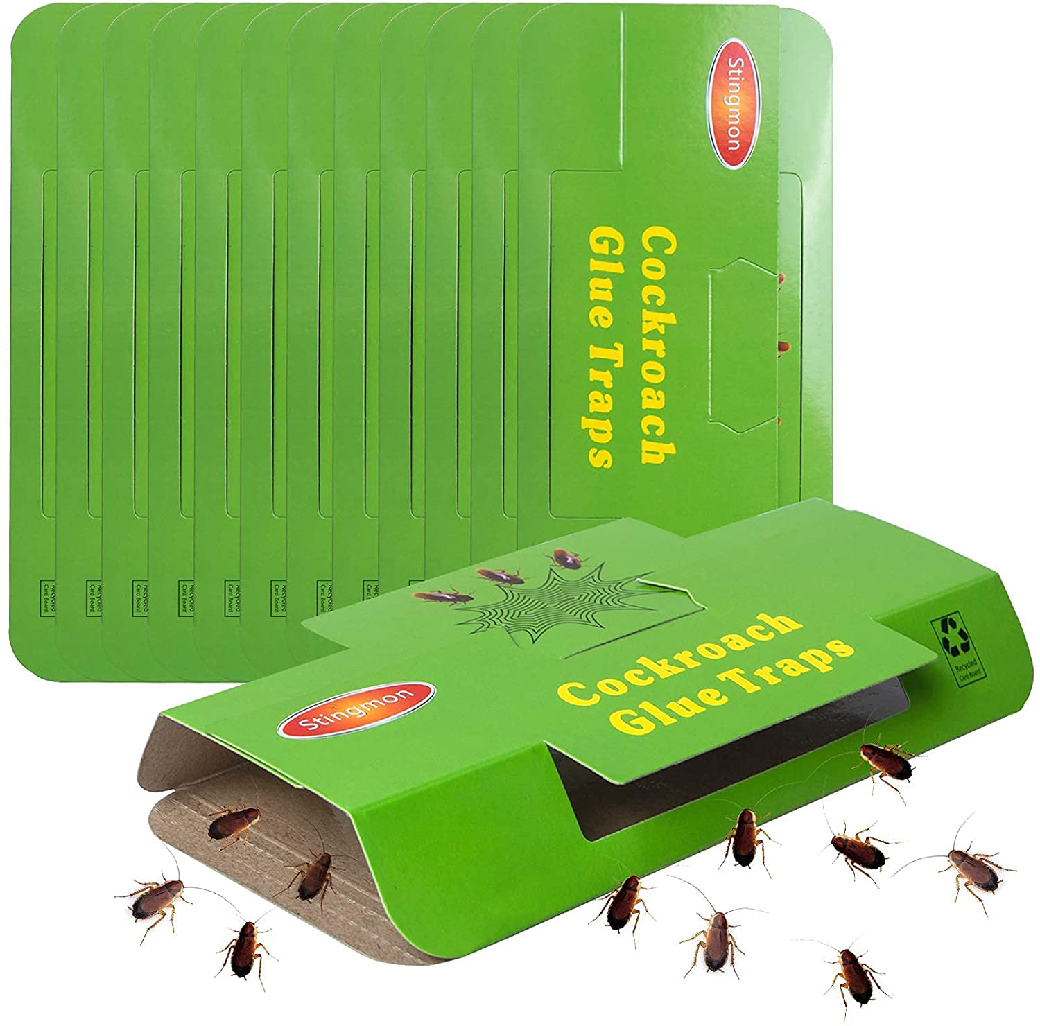 12 Pack Cockroach Trap, Cockroach Killer Indoor Home, Bug Insect Sticky Trap for Crickets Roaches Spiders Beetles