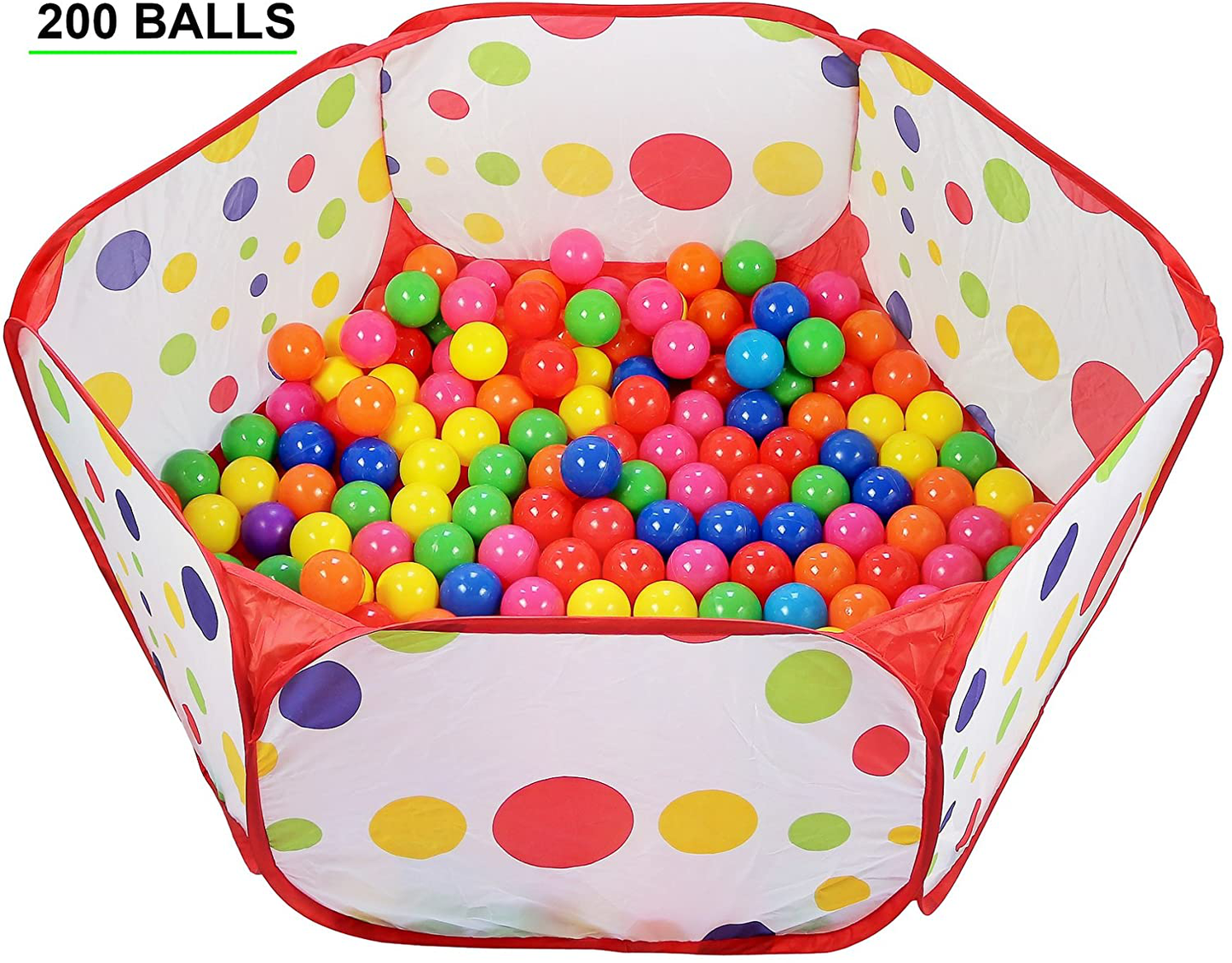 Click N' Play Pack of 200 Phthalate Free BPA Free Crush Proof Plastic Ball, Pit Balls - 6 Bright Colors in Reusable and Durable Storage Mesh Bag with Zipper