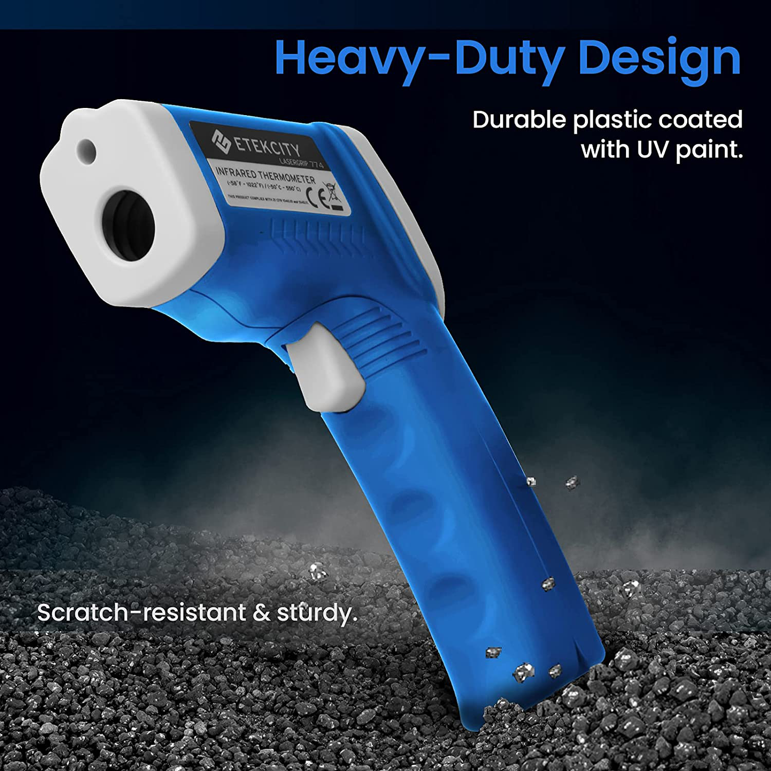 Etekcity Infrared Thermometer 774 (Not for Human) Temperature Gun Non-Contact Digital Laser Thermometer-58℉~ 716℉ (-50℃ ~ 380℃) Blue