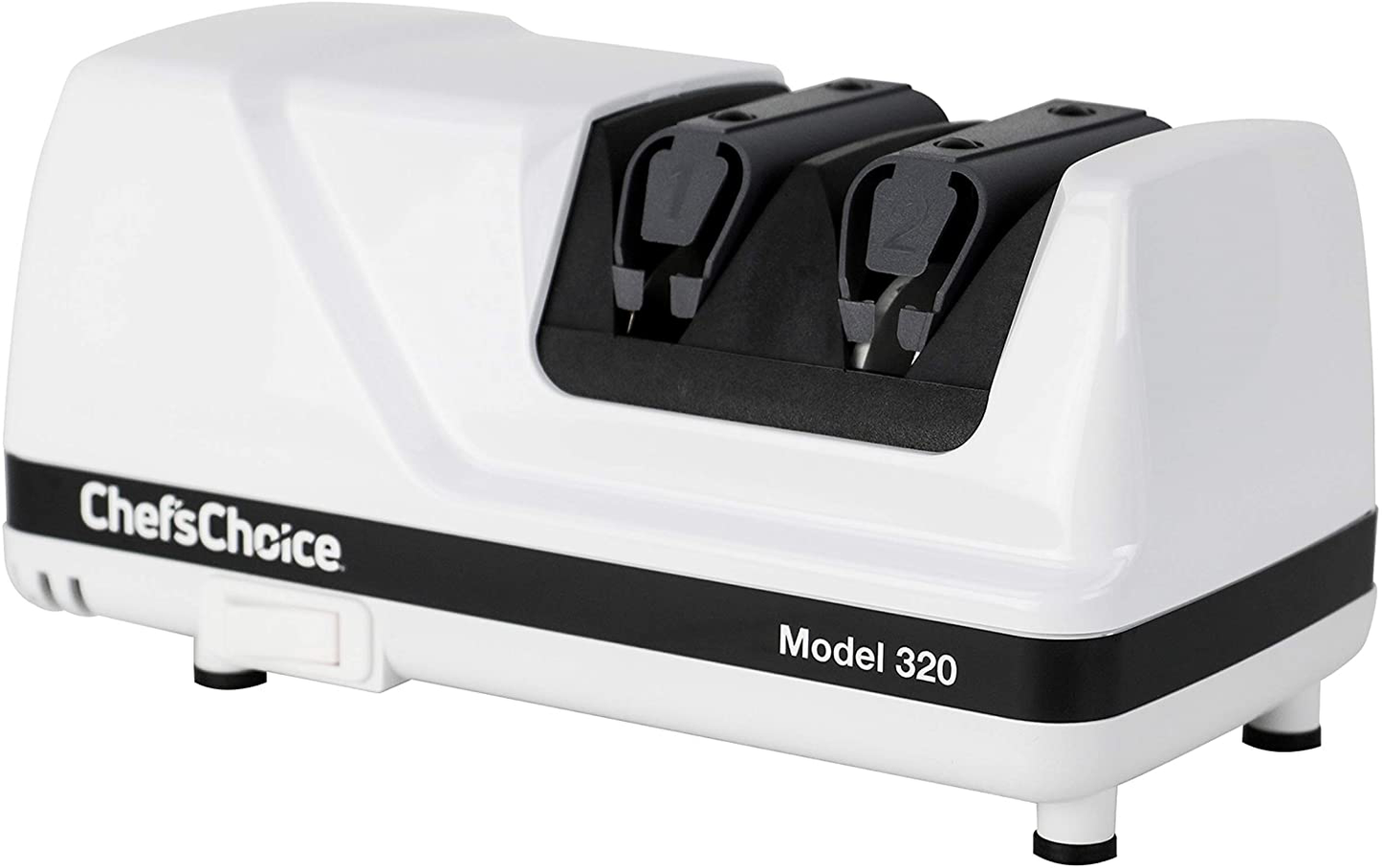 Chef'sChoice 320 Hone Flexhone Strop Professional Compact Electric Knife Sharpener with Diamond Abrasives & Precision Angle Control, 2-Stage, White