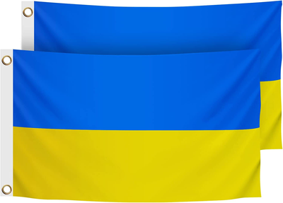 2 Pack 3X5 Ft Ukraine Flags, Double Stitched Polyester with 2 Brass Grommets/Pcs,Outdoor Indoor Decoration Flag