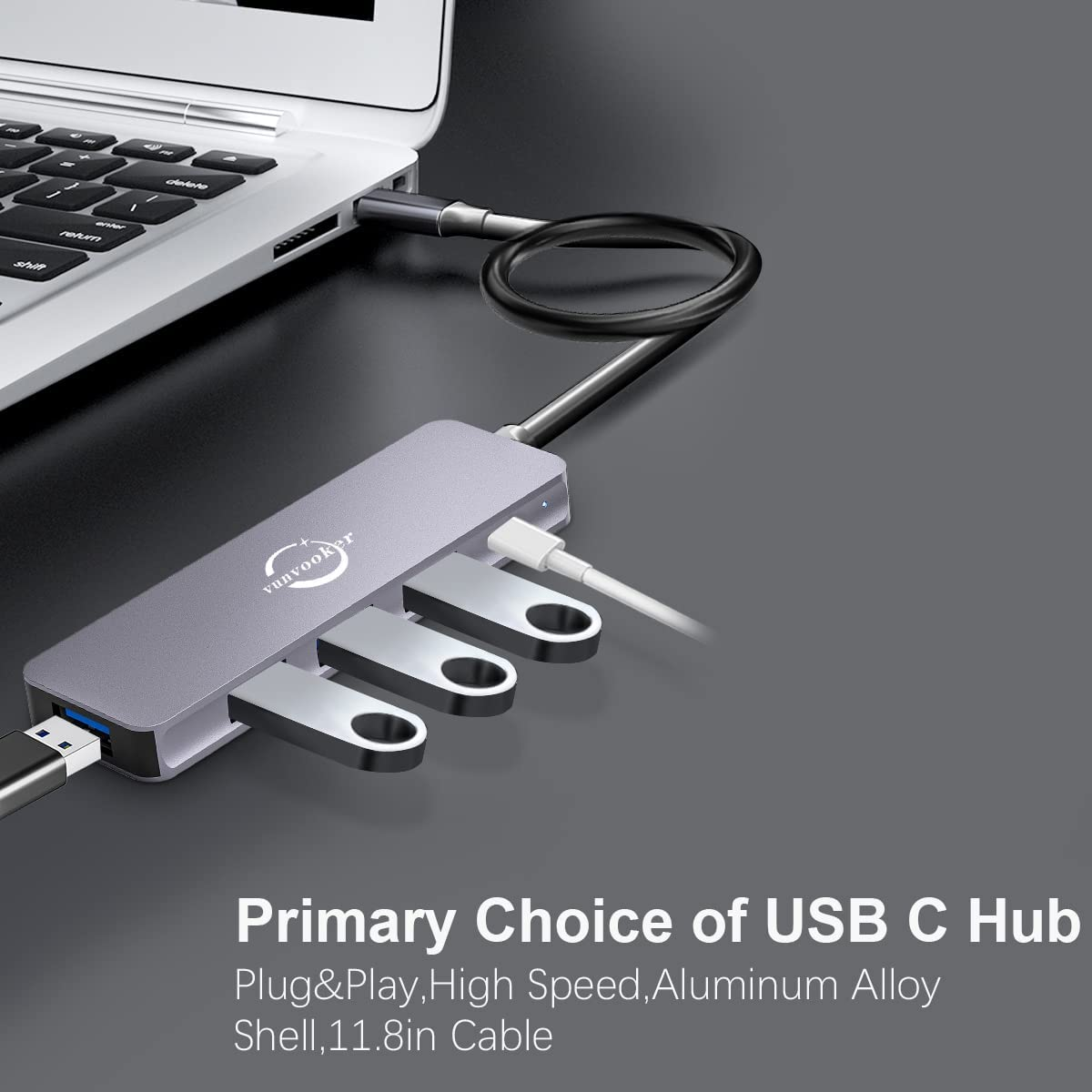 USB C to USB Hub , 5 In1 Mini Multiport Adapter with Long Cable,Usb-C Expander for Laptop(100W PD,3 USB2.0,1 Usb3.0),Slim Dongle Data Hub for Macbook Pro/Air,Imac,Surface,Xps,Pc,Type C Device