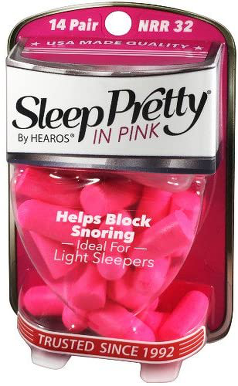 HEAROS Sleep Pretty in Pink Ear Plugs for Sleeping, 14 Pair (Pack of 1)
