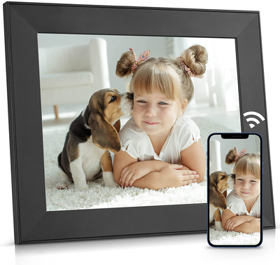 Nexfoto Smart Wifi Digital Picture Frame 16GB Memory, Electronic Photo Frame with IPS Touch Screen, Share Photos Videos via Easy-To-Use App, Gift for Grandparents (Knight Black)
