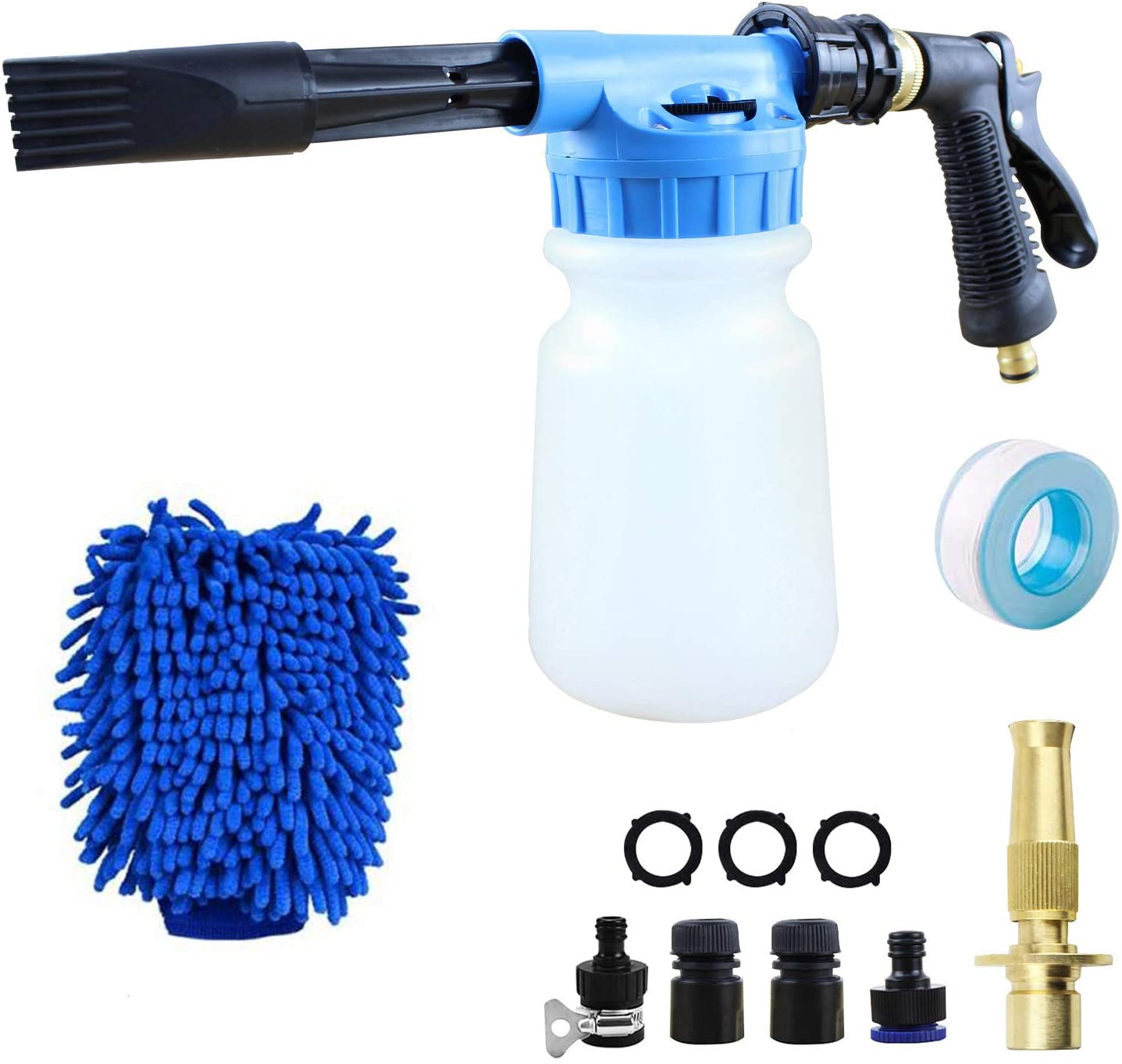 Car Foam Gun Pressure Washer Blaster Hose Wash Sprayer Foam Cannon with Adjustment Ratio Dial for Car Home Cleaning Garden with 0.26 Gallon Bottle