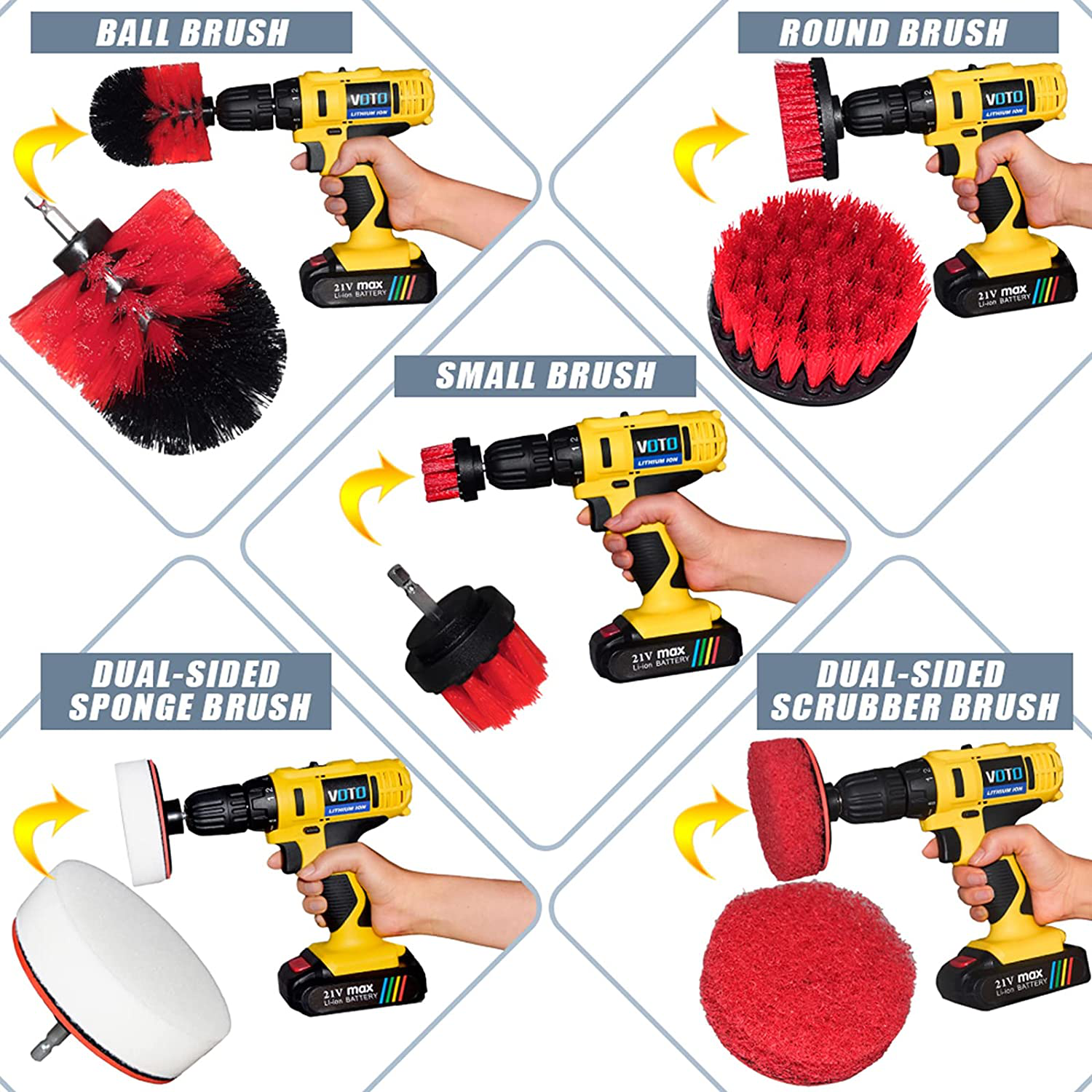 12 Pcs Car Cleaning Tools Kit with 4x Car Detailing Brush and Scrub Brush, Drill Cleaning Brush Attachment, Car Cleaning Tools for Cleaning Wheels,Rims,Tires, Interior, Exterior,Air Vents,Dashboard