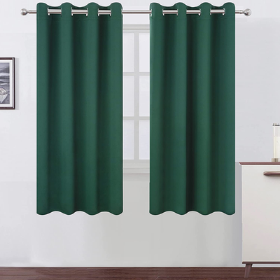 LEMOMO Dark Green Bedroom Blackout Curtains/52 x 63 Inch Long/Set of 2 Curtain Panels/Thermal Insulated Room Darkening Curtains for Bedroom