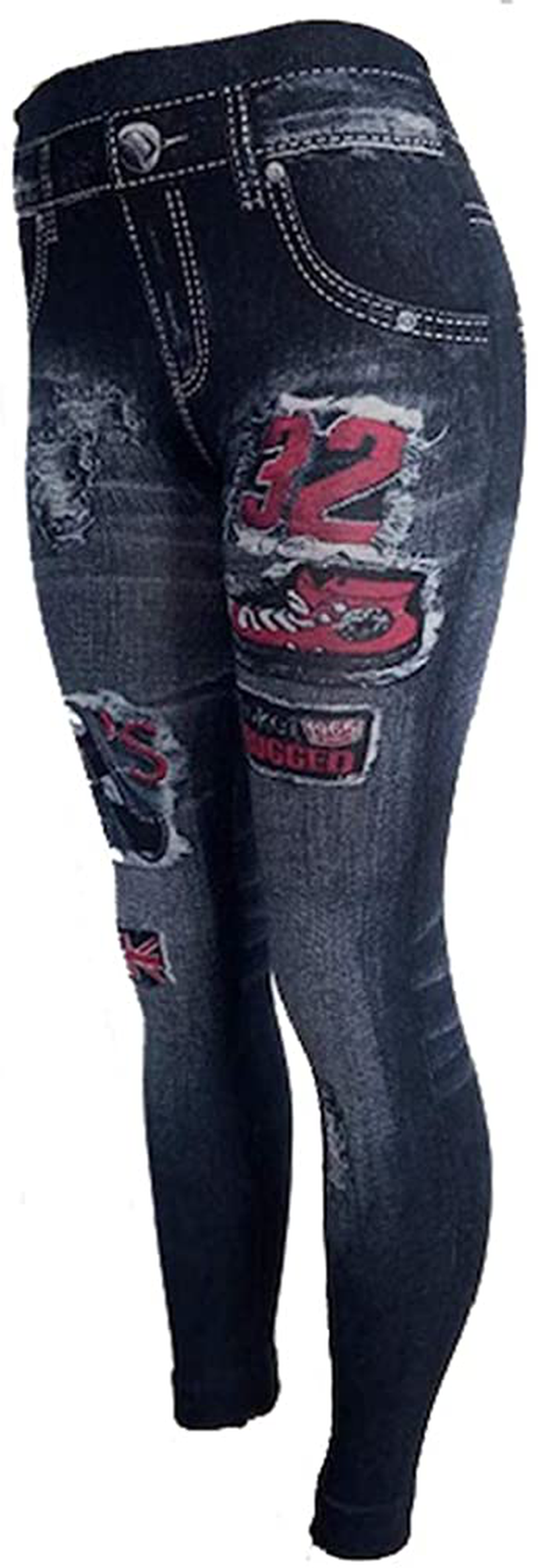 CLOYA Women's Denim Print Seamless Full Leggings for All Seasons - One Size Fits Small and Medium
