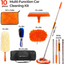 Homeflowz Car Wash Mop Kit [10PC] - Car Wash Brush with Long Handle - 62'' Stainless Steel Pole - Scratch Free Chenille Microfiber Car wash Brush Mitt - Car Mop Washing Kit for RV Cars and Bus