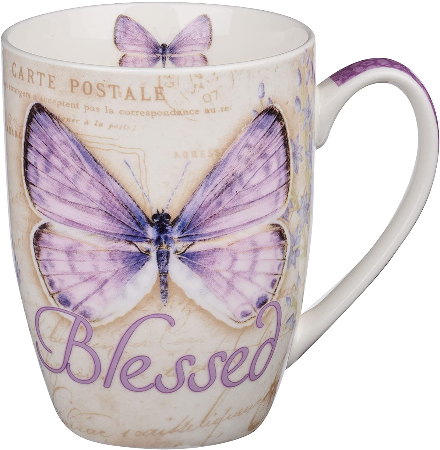 Blessed Butterfly Mug – Botanic Purple Butterfly Coffee Mug w/Jeremiah 17:7, Bible Verse Mug for Women and Men – Inspirational Coffee Cup and Christian Gifts (12-ounce Ceramic Cup)