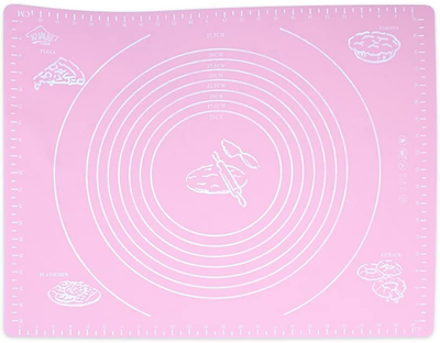 Silicone Baking Mat with Measurements, KELYDI Pastry Rolling Mat Reusable Nonstick Dough Table Sheet Baking Supplies for Cake Cookie Pizza (Pink)