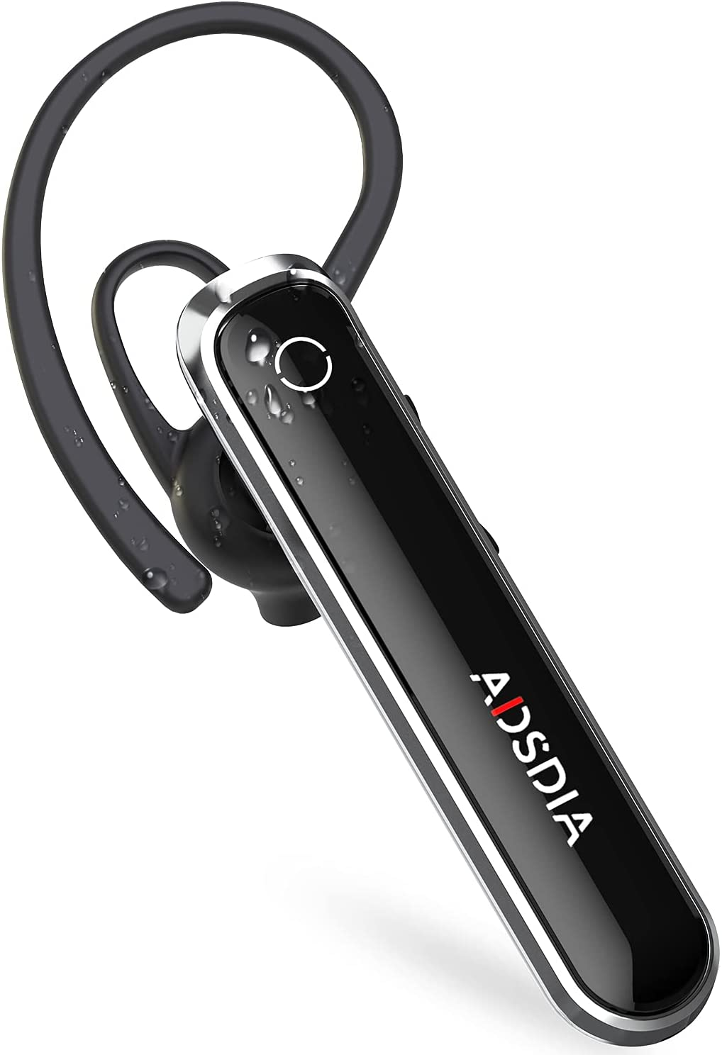 Bluetooth Earpiece V4.2 Built in Mic Wireless Headphones Handsfree Headset Noise Cancelling IPX5 Waterproof & Hands Free Calling Compatible with Ios Android Phone, ADSDIA Deep Bass for Sport Driving