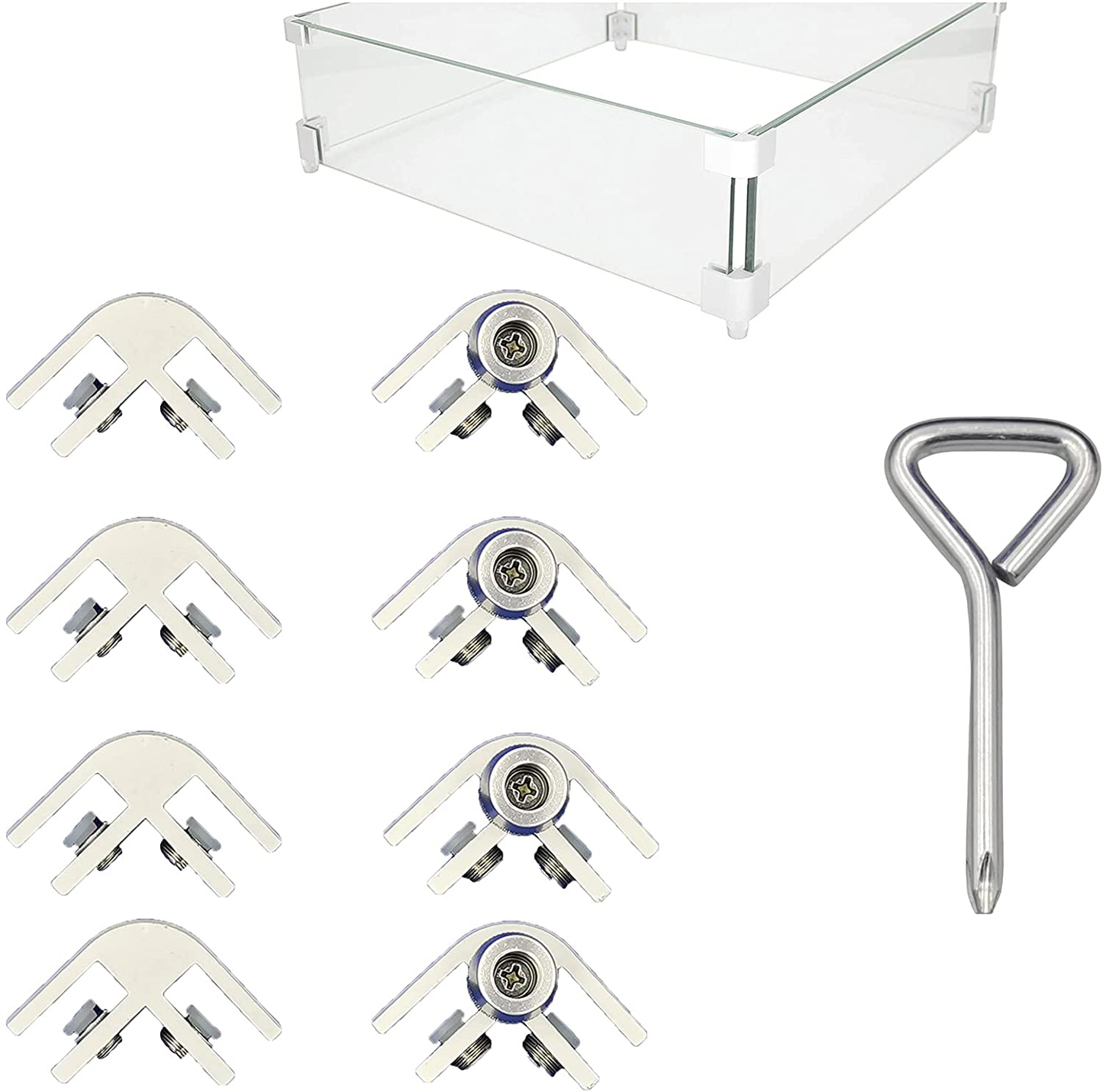 Fire Pit Wind Guard Parts Fire Pit Wind Guard Clips Replacement Clamps Thickness 5/16 Inch, Set of 8 Corner, Four Non-Slip Bases.Suitable for Square Fire Pit Wind Guard