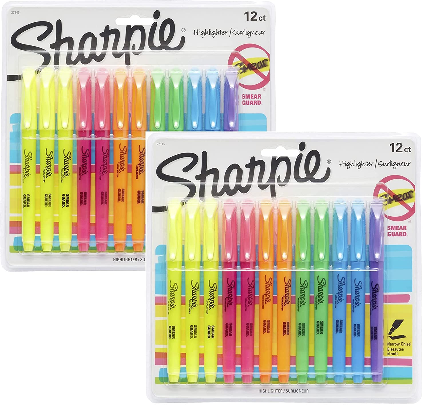 Sharpie 27145 Pocket Highlighters, Chisel Tip, Assorted Colors, 12-Count