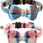 Joytale Breakaway Cat Collar with Bow Tie and Bell, Cute Plaid Patterns, 1 Pack Kitty Safety Collars,Haze Blue