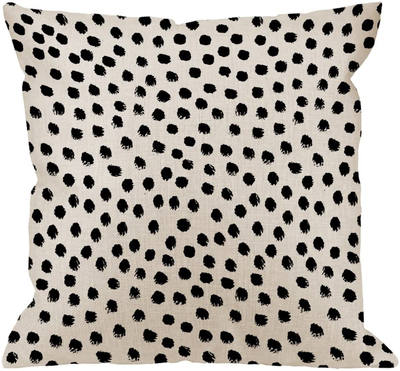 HGOD DESIGNS Polka Dots Decorative Throw Pillow Cover Case,Brush Strokes Dots Cotton Linen Outdoor Pillow Cases Square Standard Cushion Covers for Sofa Couch Bed Car 18X18 Inch Black