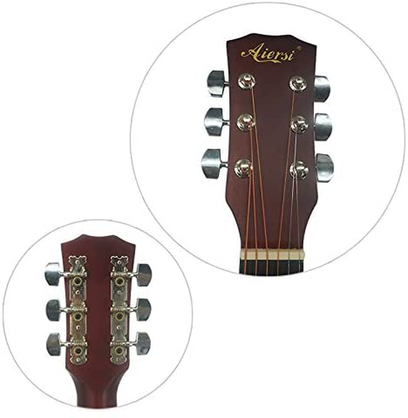 Aiersi Portable Steel Strings Cutway 38 Inch Basswood Beginner Acoustic Guitar,Great Starter Guitar for a First Time Player Musical Gift with Gig Bag,Strap, Picks,Pickguard,Capo, Extra Strings