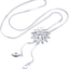 Women Alloy Pendant Rhinestone Long Chain Sweater Necklace